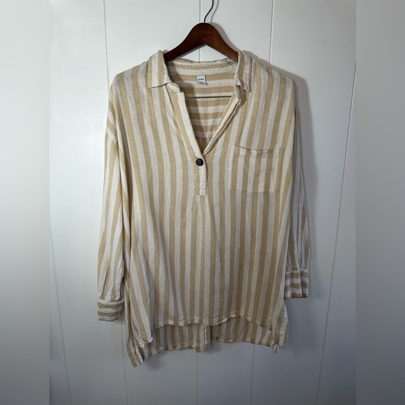 Old Navy Linen Blend Casual Striped Women’s Top Size XL - Picture 2 of 6